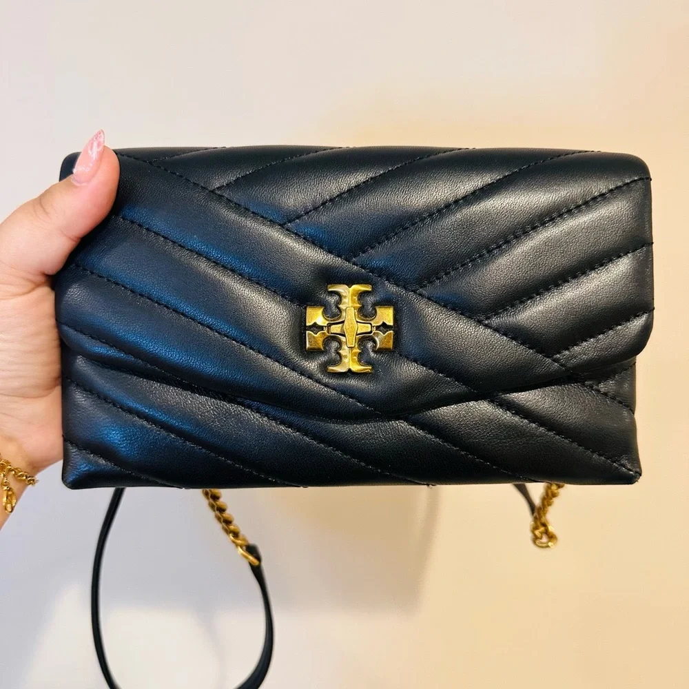 TORY BURCH Kira Chevron Quilted Leather Wallet on a Chain